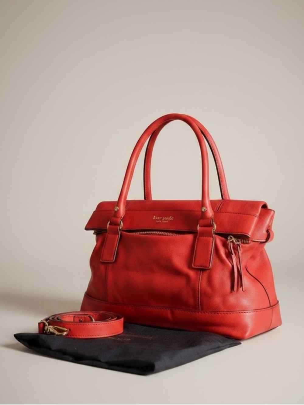 NWT Kate Spade Red Leather Satchel Crossbody Tote Bag